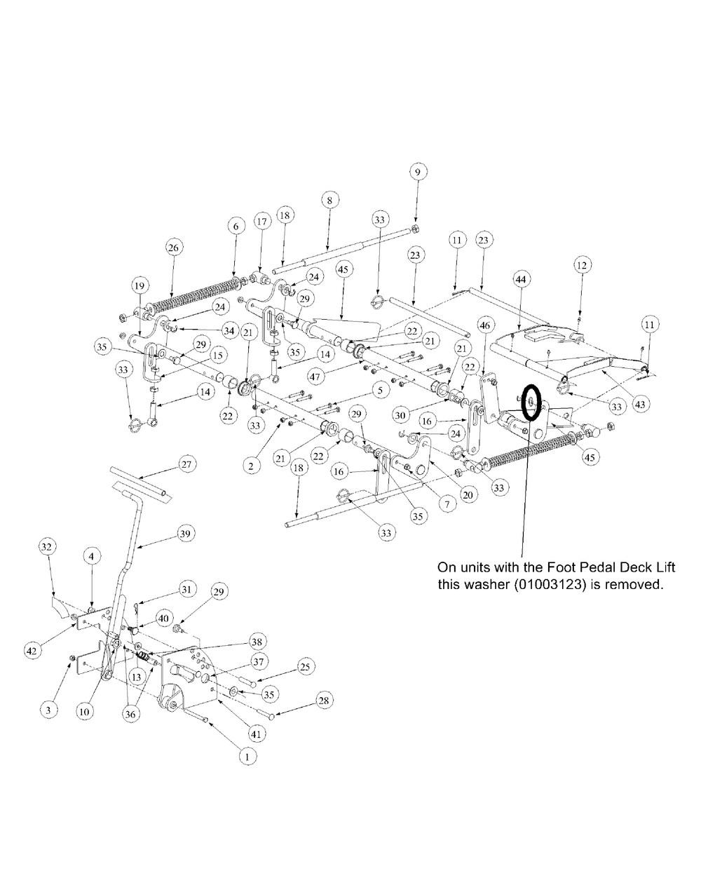 Lift Assembly Diagram and Parts List for M54-KW 53AB5DBW150-23-HP Cub Cadet Lawn Tractor